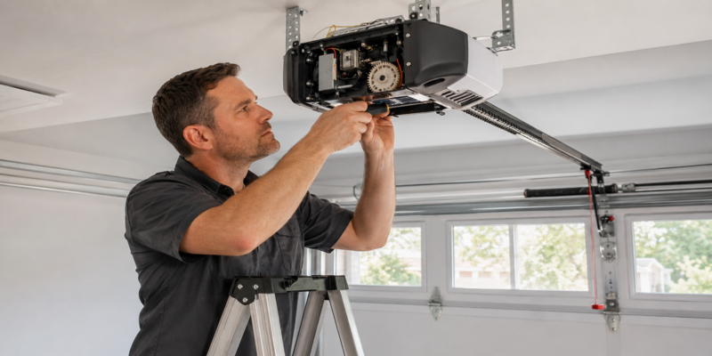 Technician Repairing Garage Door Opener